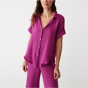 Michael Stars 'Bailey' Purple Cotton Gauze Button Down Shirt Size S